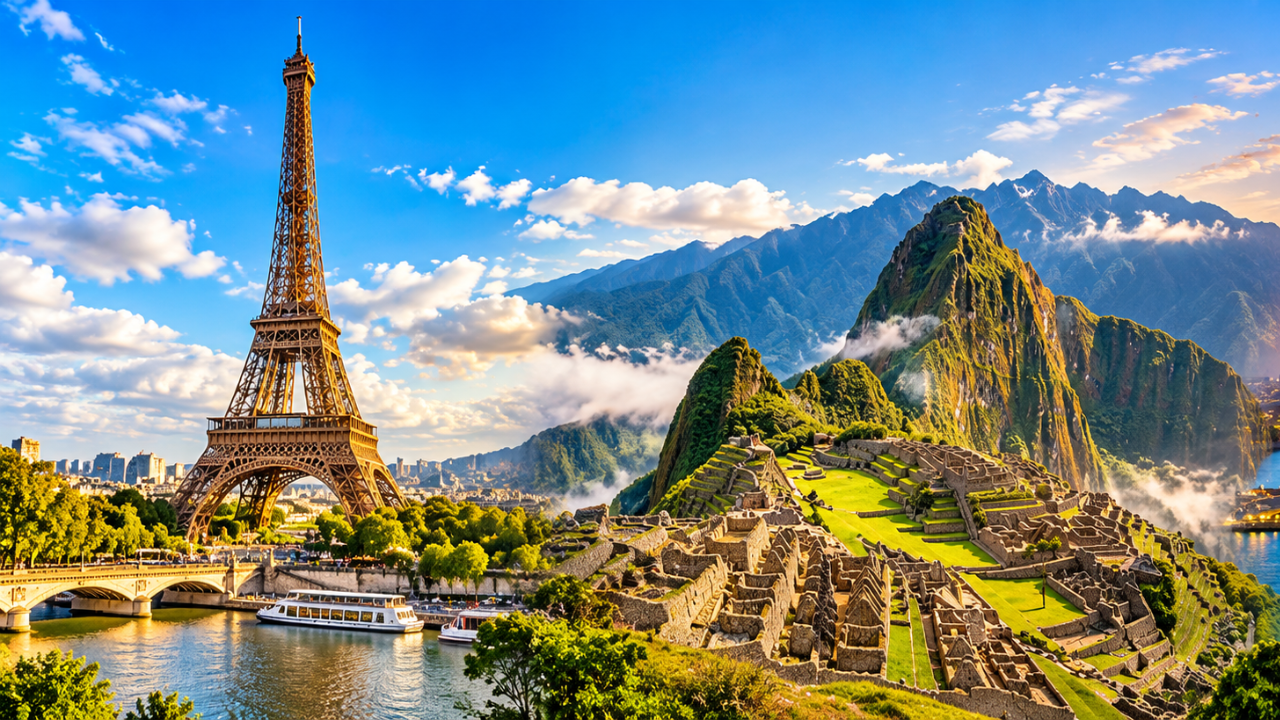 Eiffel Tower, Machu Picchu and Sydney Opera House